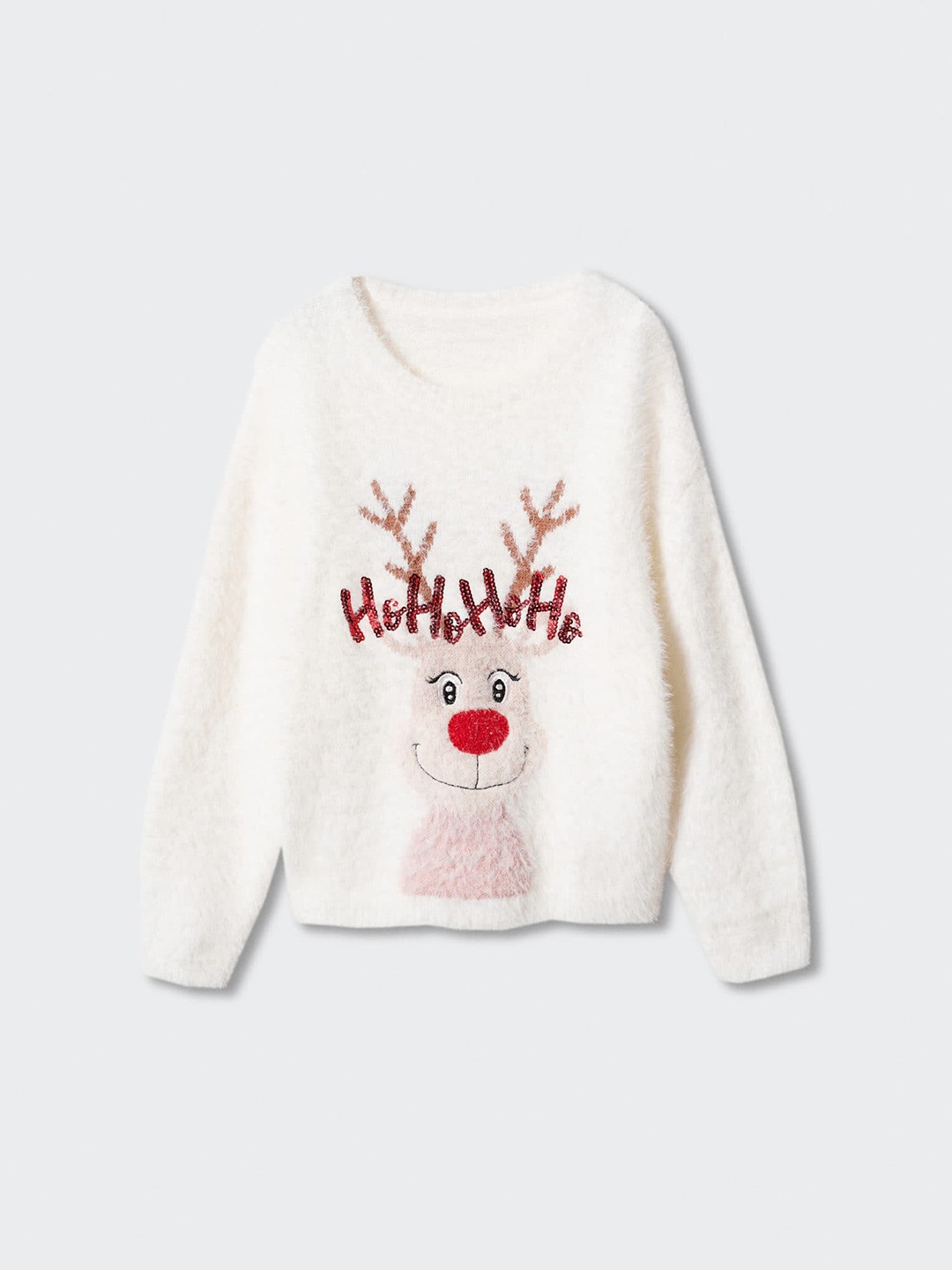 

Mango Kids Girls Christmas Fuzzy Sweater, White