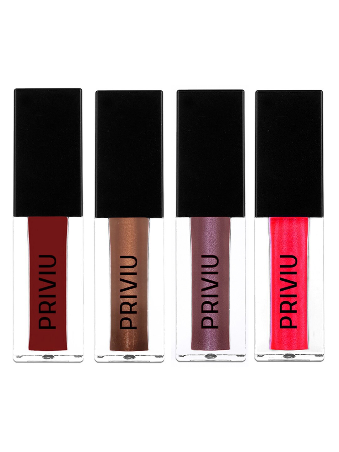 

PRIVIU All Day Matte Set Of 4 Liquid Lipstick-4.5ml Each-Crystal Ruby 482-Walnut Pearl 552- Scarlet Magic 122-Sparkling Red 152, Pink