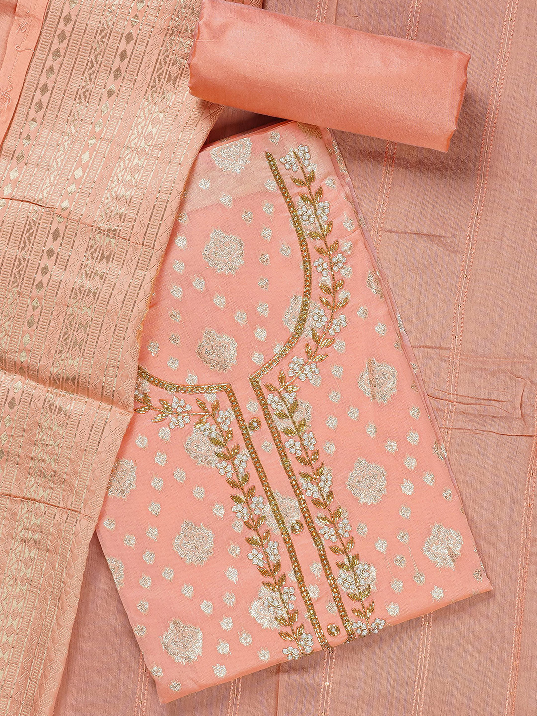 

Kalamandir Unstitched Dress Material, Peach