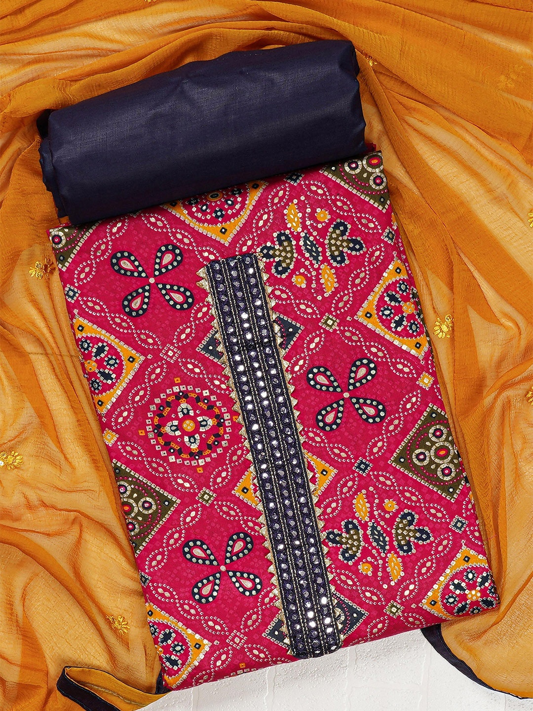 

Kalamandir Printed Pure Cotton Unstitched Dress Material, Pink