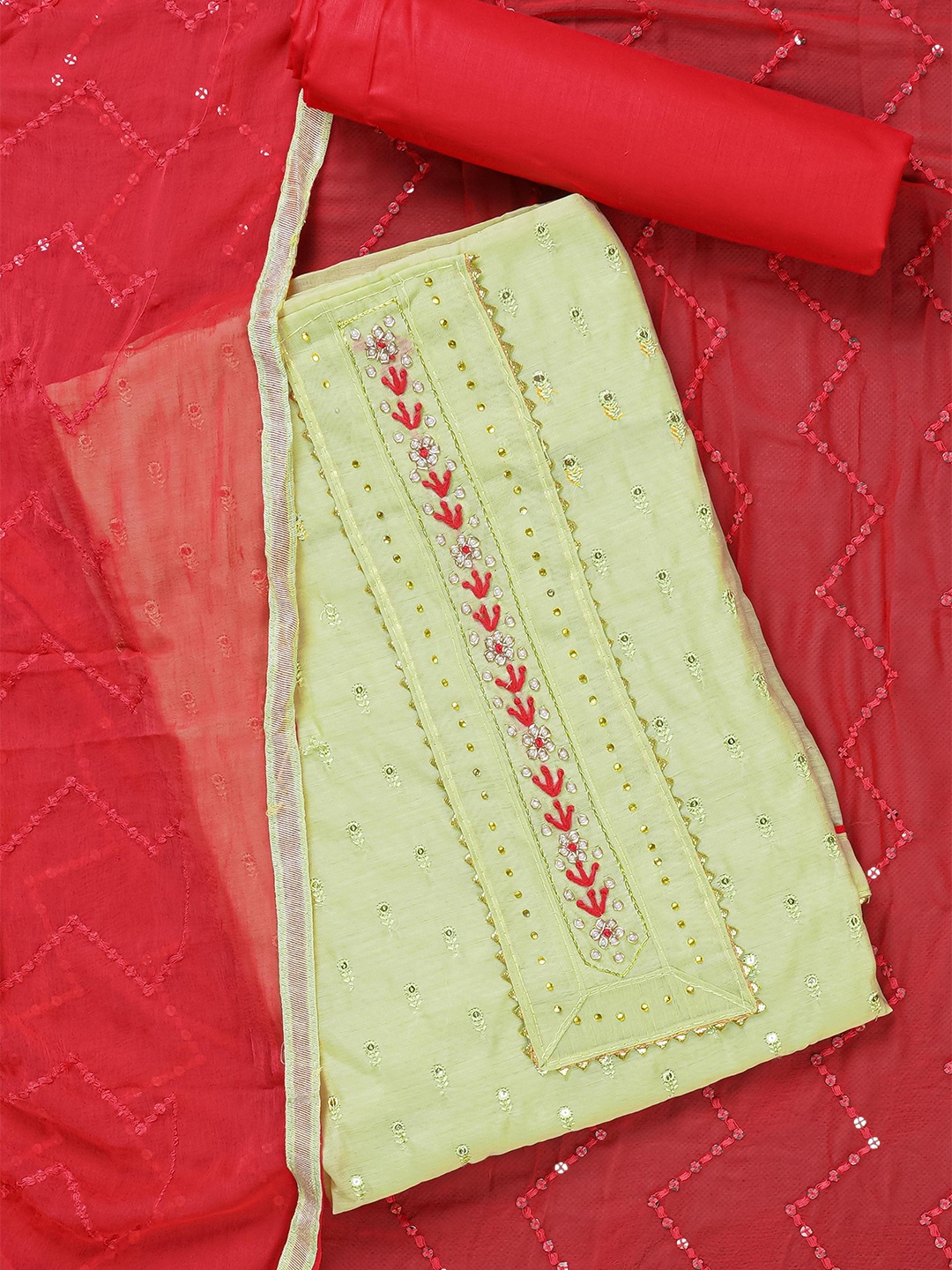 

Kalamandir Unstitched Dress Material, Green