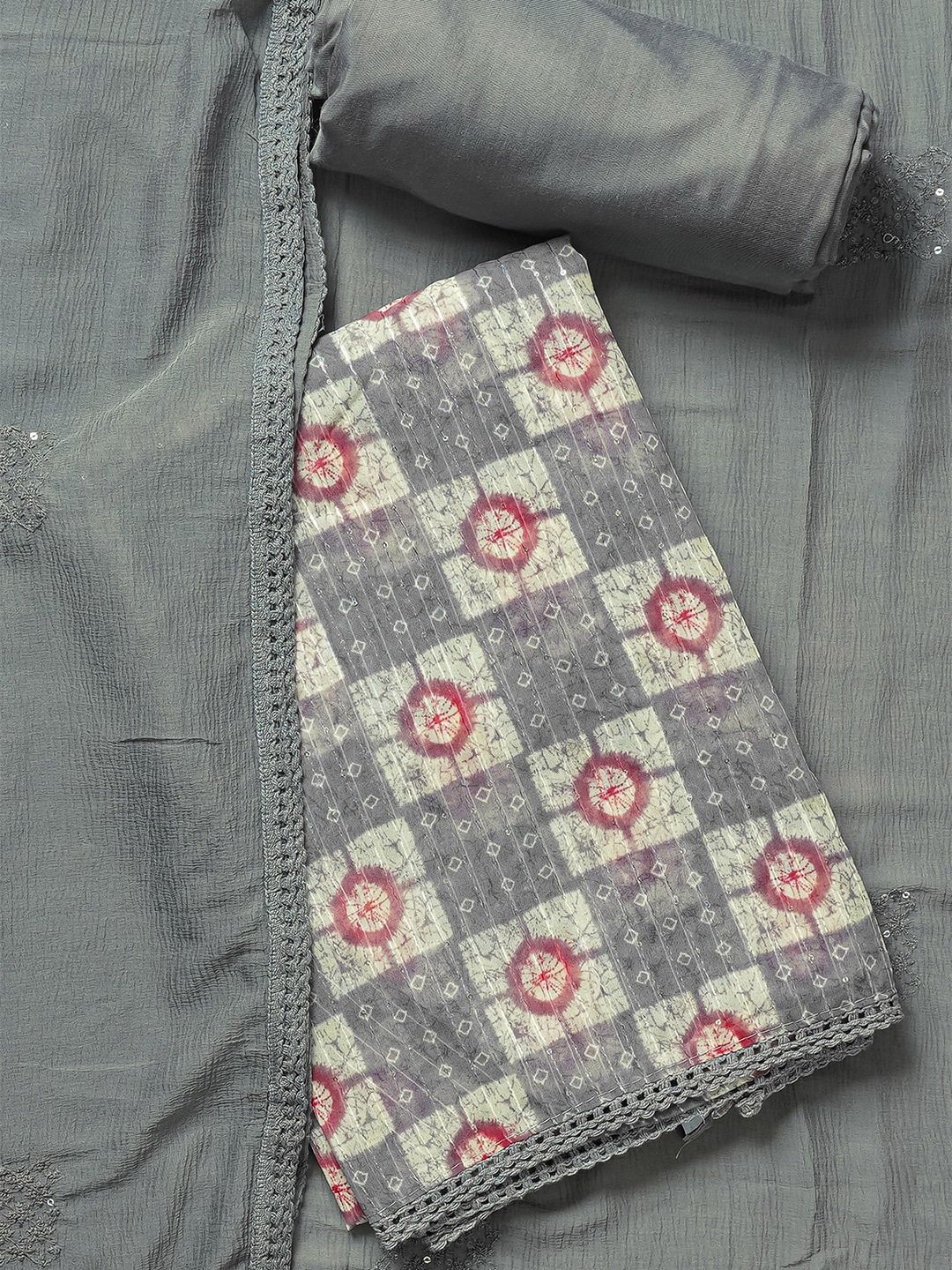 

Kalamandir Printed Unstitched Dress Material, Grey