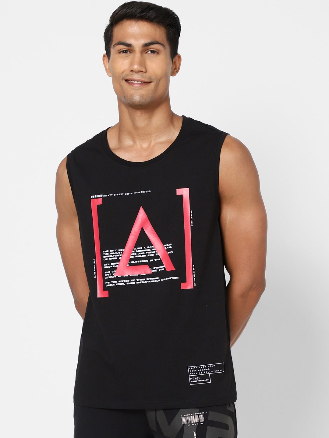 

Street Armor by Pantaloons Men Printed Tank Vests, Black