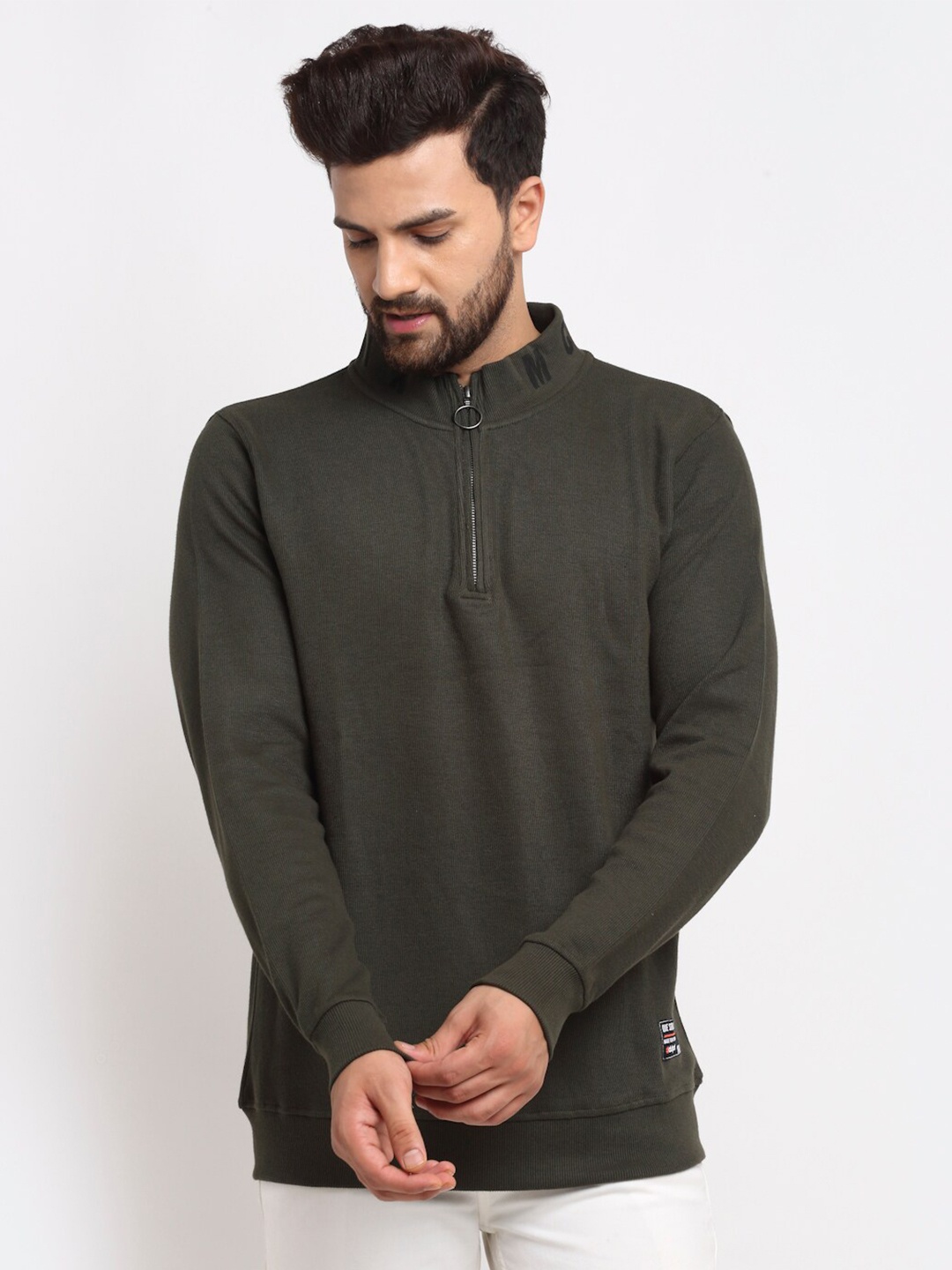 

Club York Mock Collar Cotton Sweatshirt, Olive