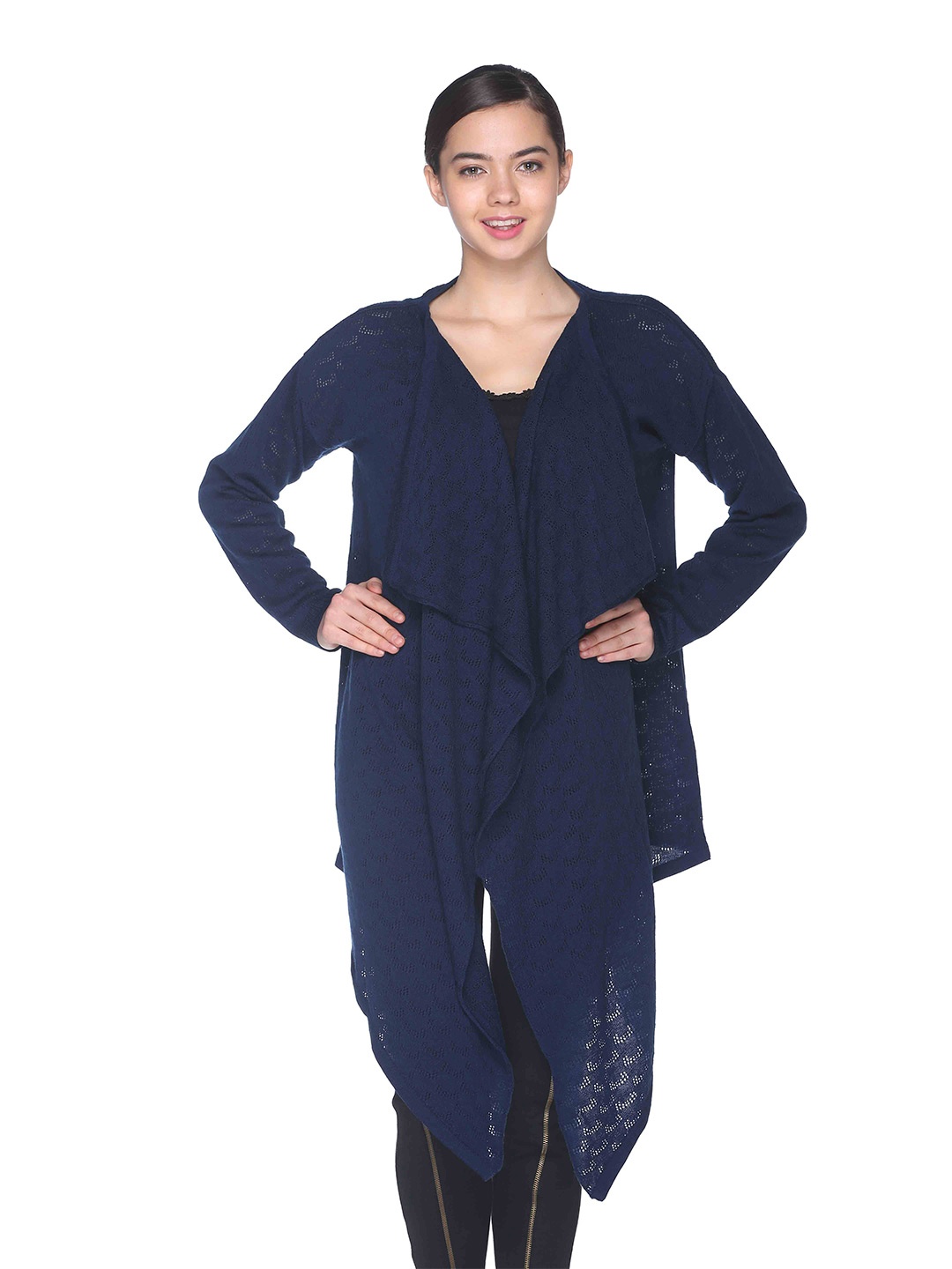 

Club York Women Longline Acrylic Shrug, Navy blue