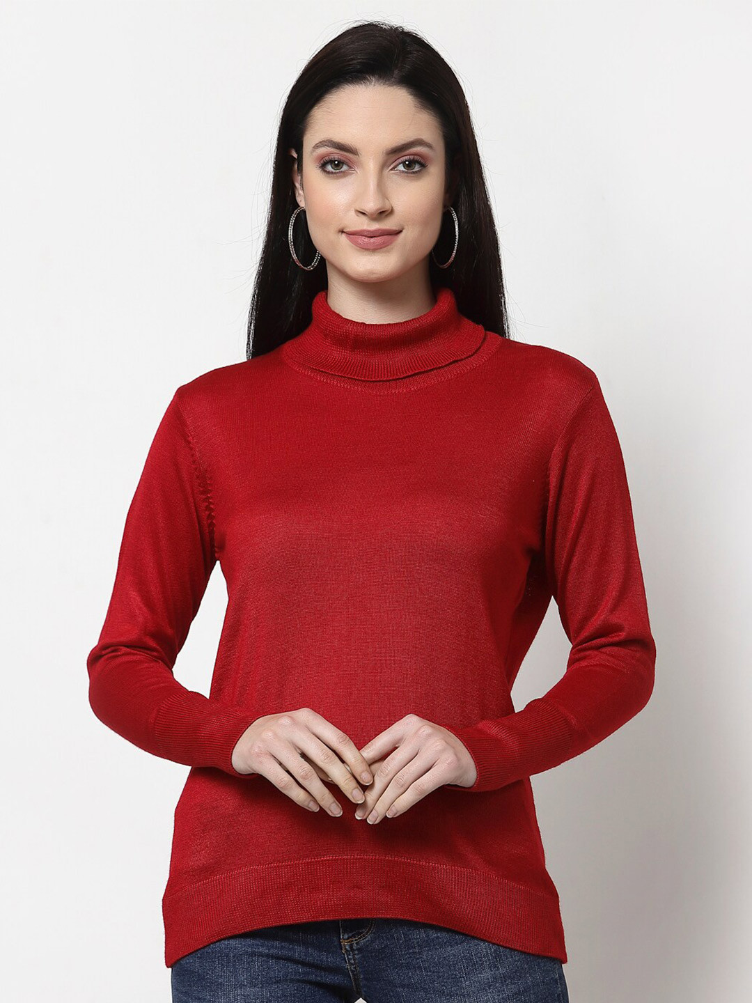 

Club York Women Red Acrylic Pullover Sweater