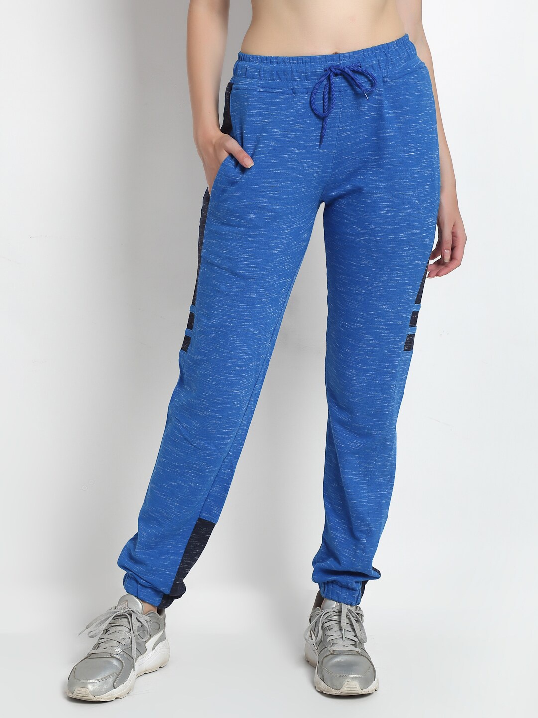 

Club York Women Colourblocked Straight- Fit Joggers, Blue