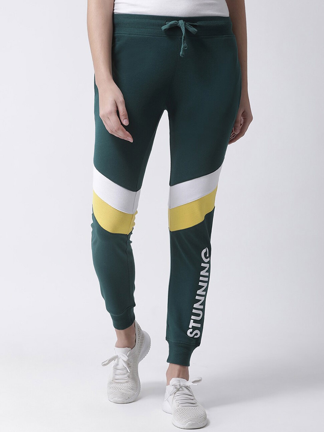 

Club York Women Colourblocked Slim-Fit Joggers, Green