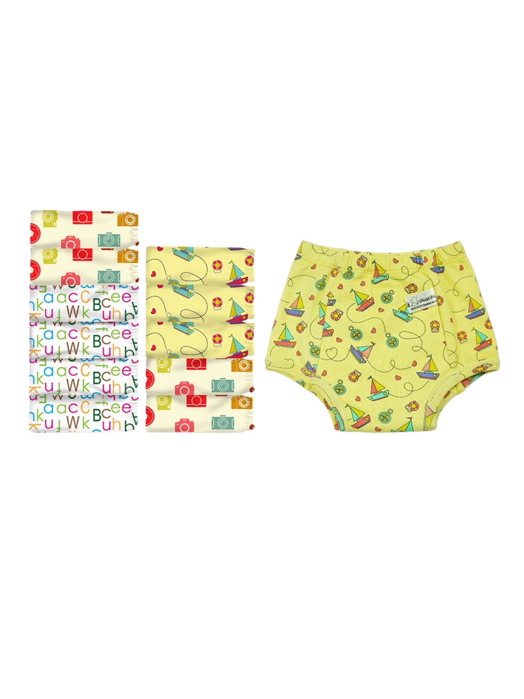 

Snugkins Alp-Bot-Cmr Infants Set Of 12 Printed Cotton Training Pull-Up Pants, Yellow