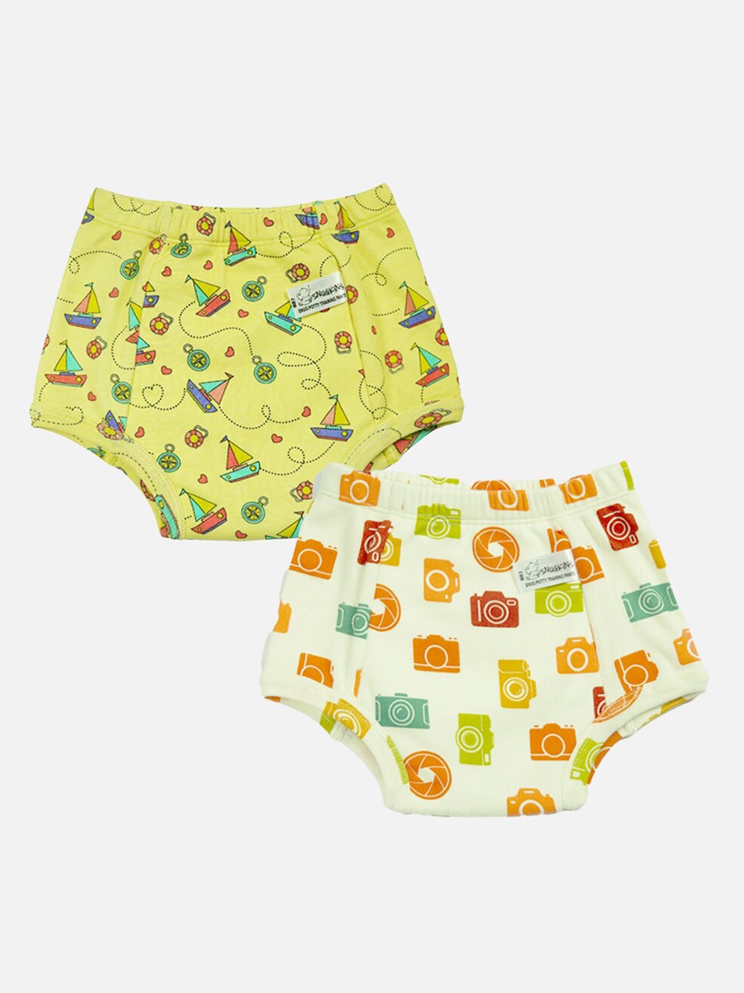

Snugkins Bot-Cmr Set Of 2 Kids Printed Cotton Training Pull-Up Pants, Yellow
