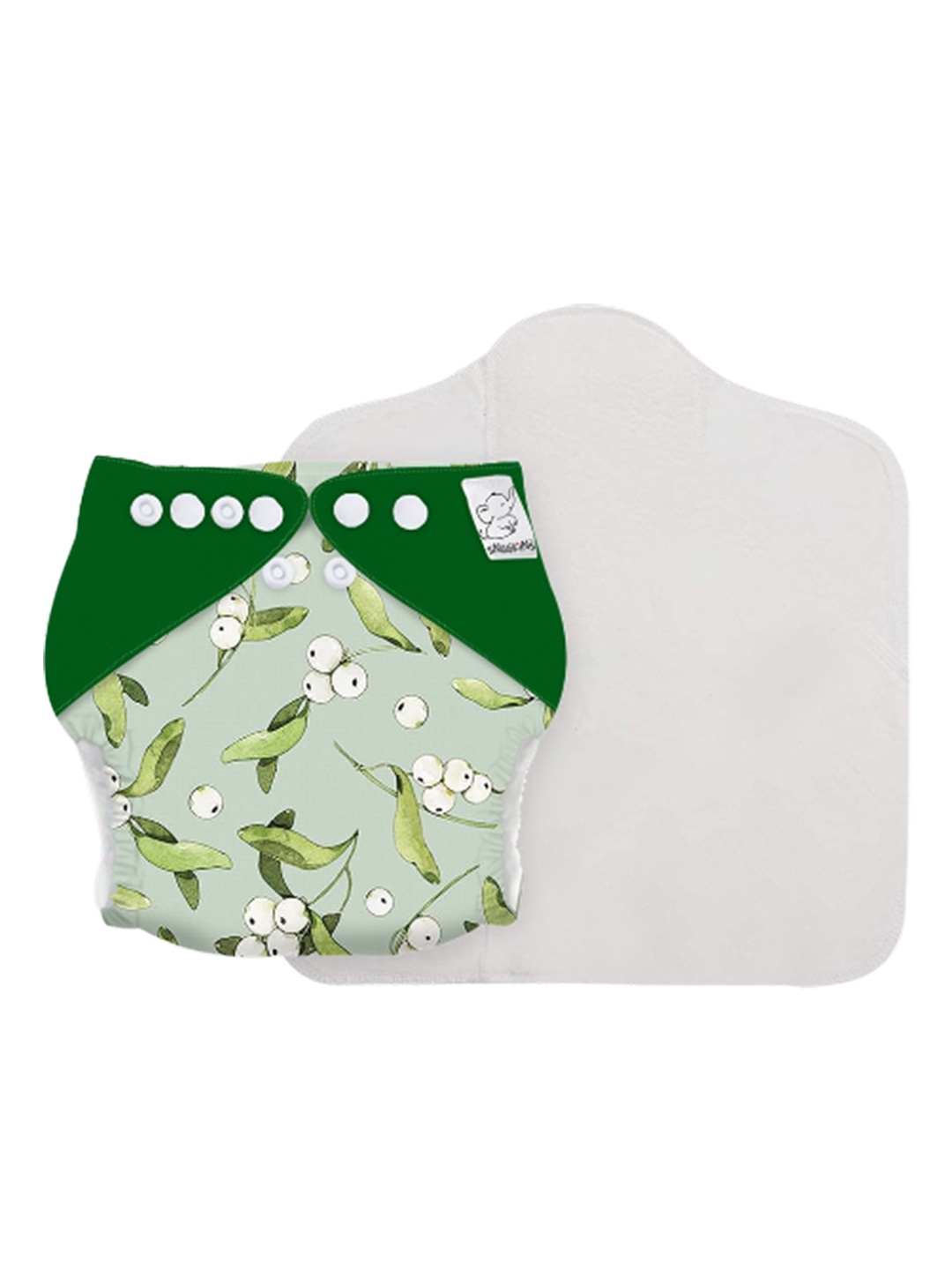 

Snugkins Kids Cheer-y Berries Reusable Cloth Diapers+1 Wet-Free Organic Cotton Prefold Pad, Green