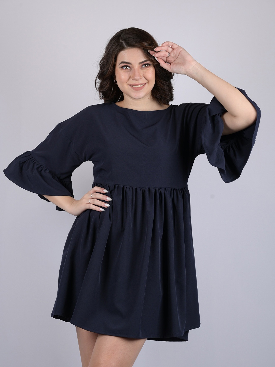 

OWO THE LABEL A-Line Mini Lycra Dress, Navy blue