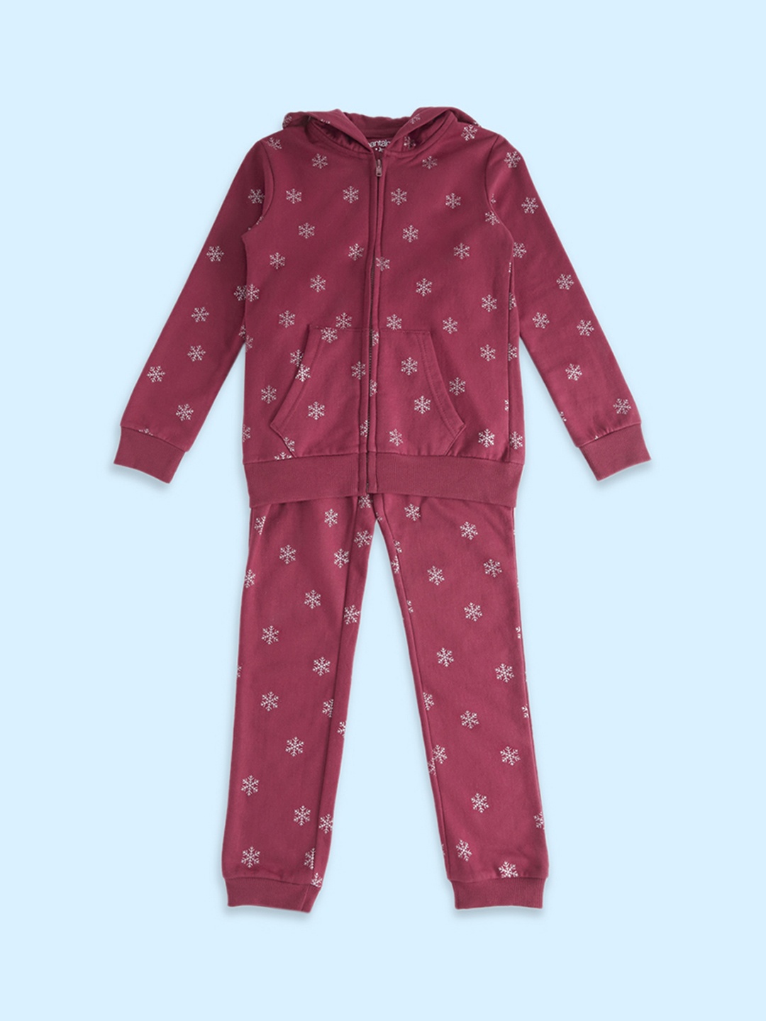 

Pantaloons Junior Kids Maroon Printed Tracksuits