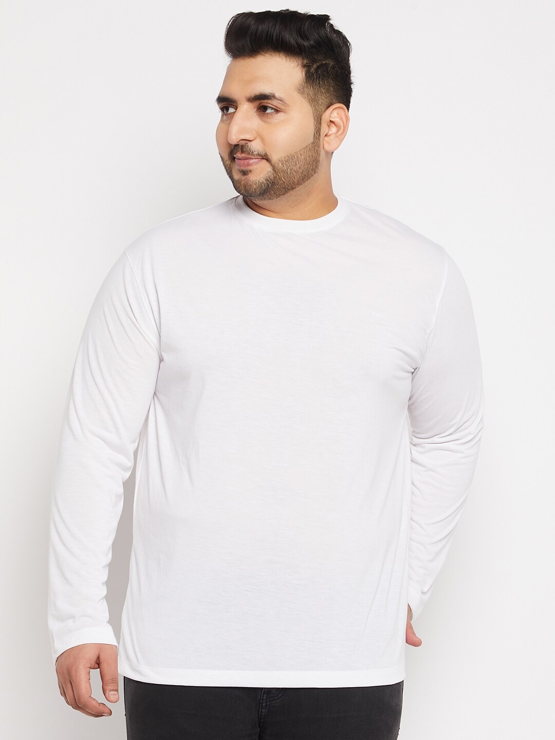 

Adobe Men Plus Size Round Neck Cotton T-shirt, White