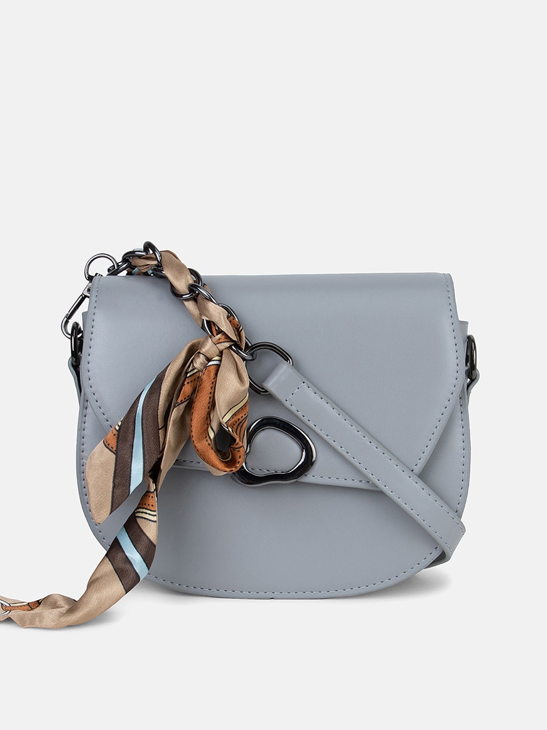 

Kazo PU Structured Sling Bag with Scarf, Grey