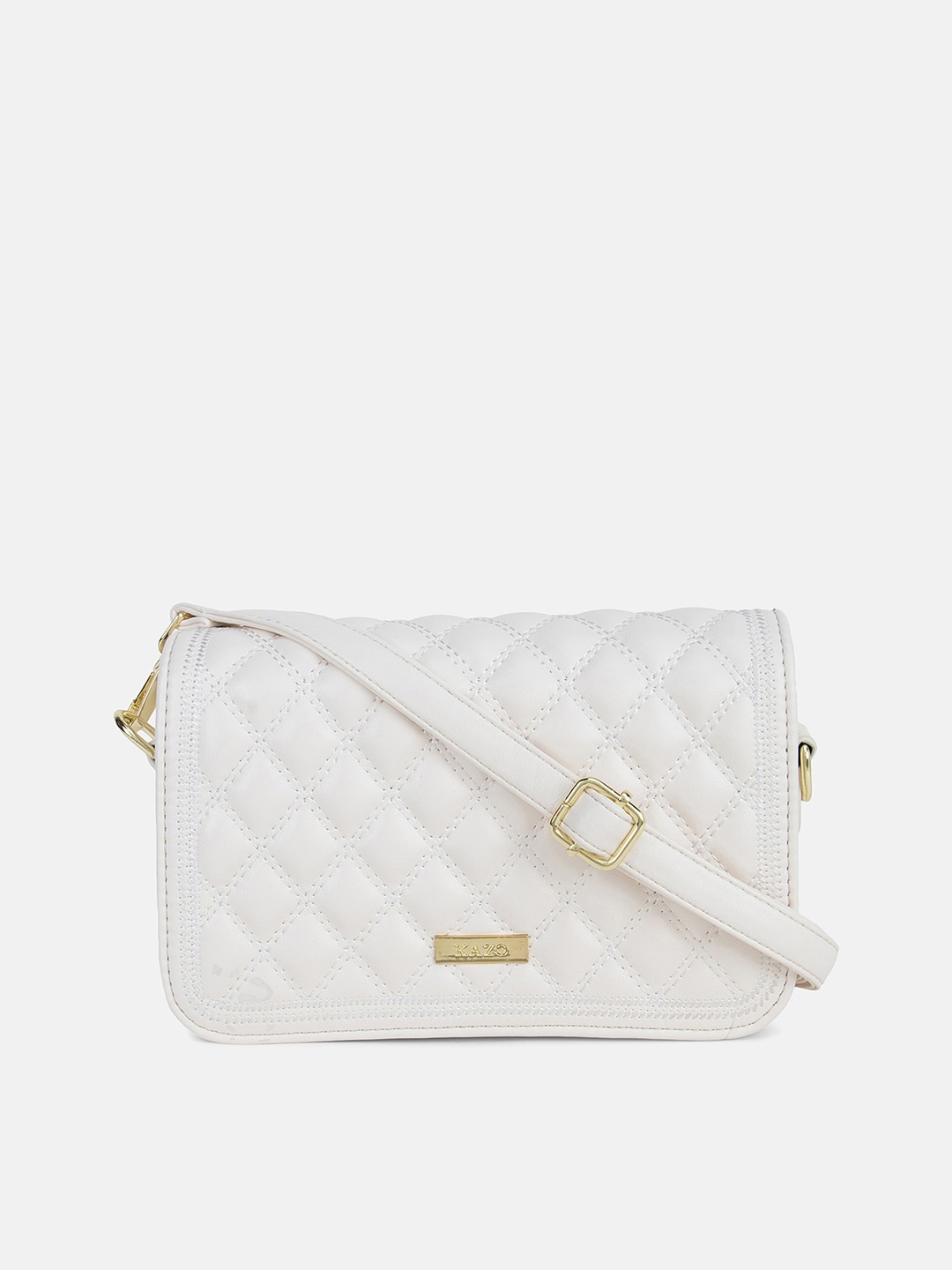 

Kazo Textured PU Structured Sling Bag With Quilted, White