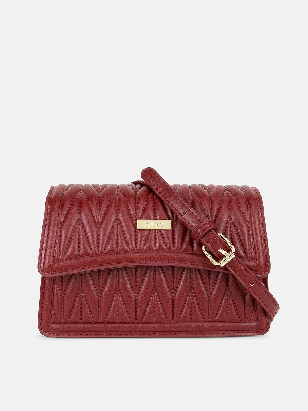 

Kazo Textured PU Structured Sling Bag With Fringed, Red
