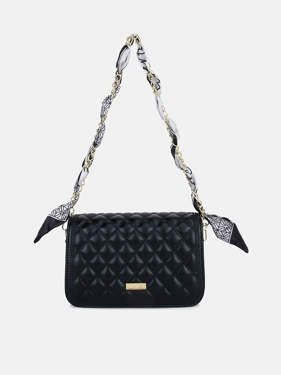 

Kazo Textured PU Structured Sling Bag with Quilted, Black