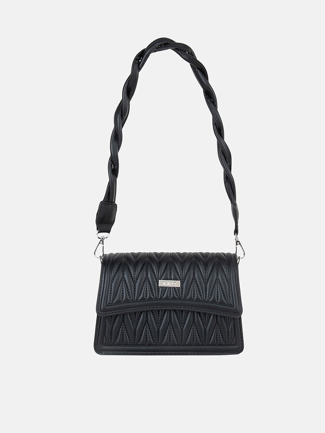 

Kazo Black Textured PU Structured Sling Bag
