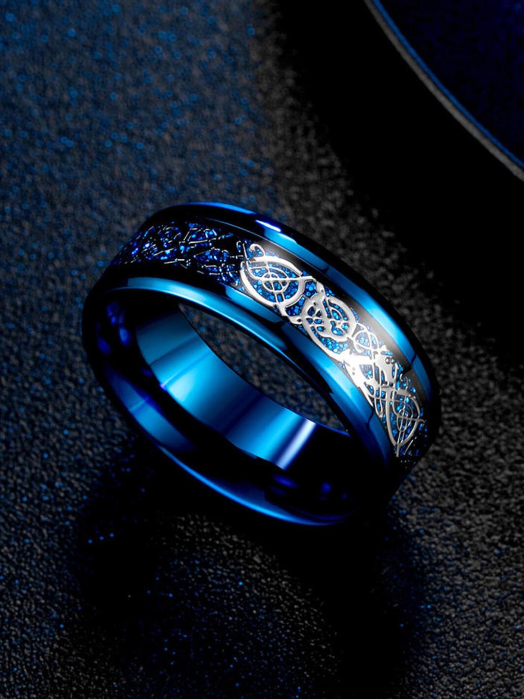 

Ethonica Men Brass-Plated Band Style Classic Finger Ring, Blue