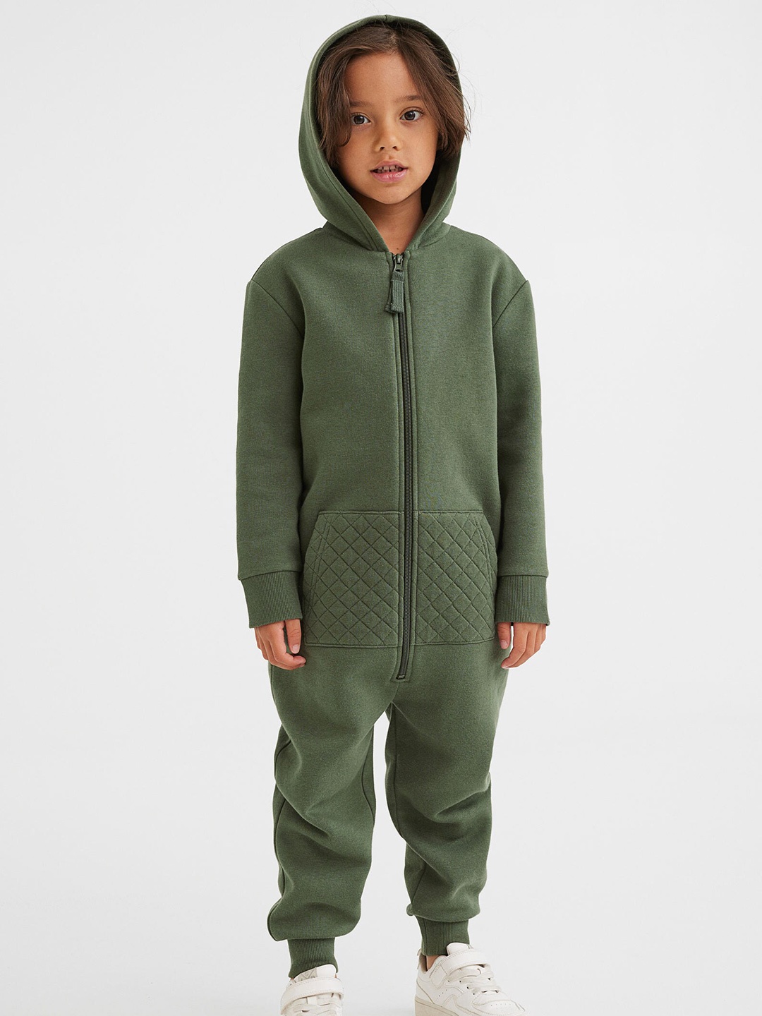 

H&M Boys Hooded Sweatshirt All-In-One Suit, Green