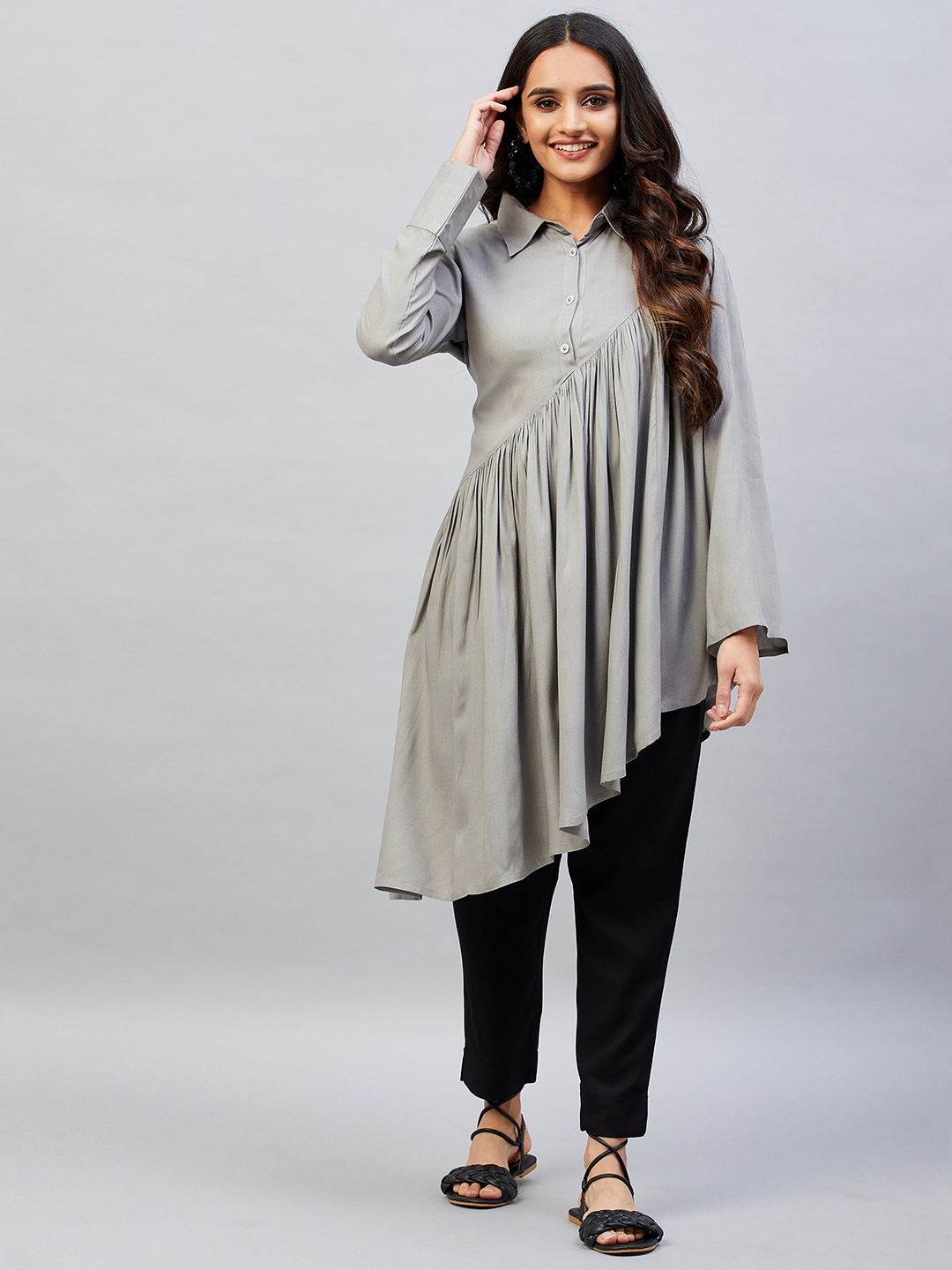 

Aaheli Women Shirt & Trousers Co-Ords, Grey