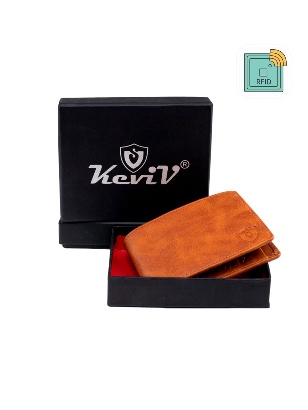 

Keviv Men Leather Two Fold Wallet, Tan