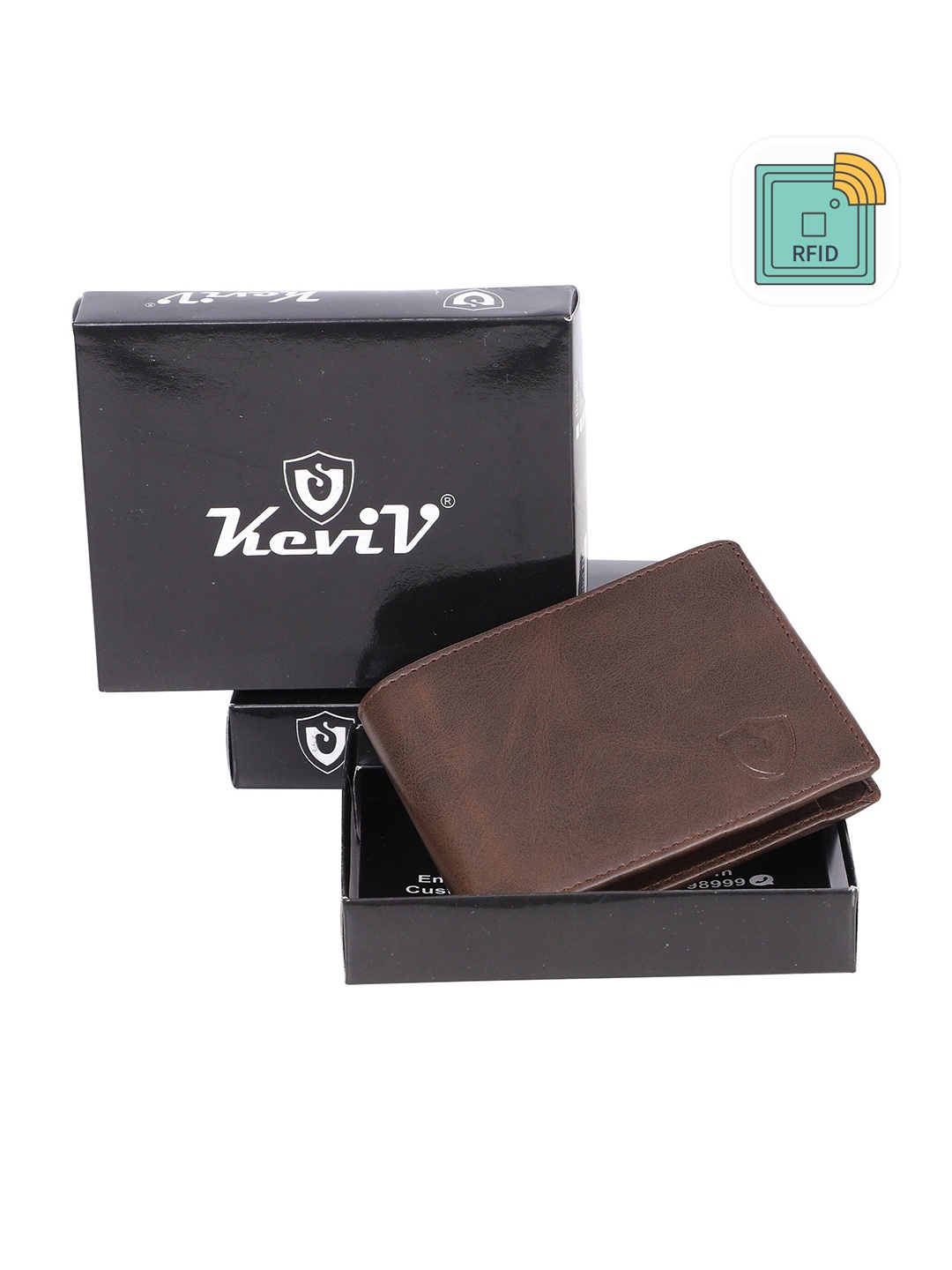 

Keviv Men Leather Two Fold Wallet, Coffee brown