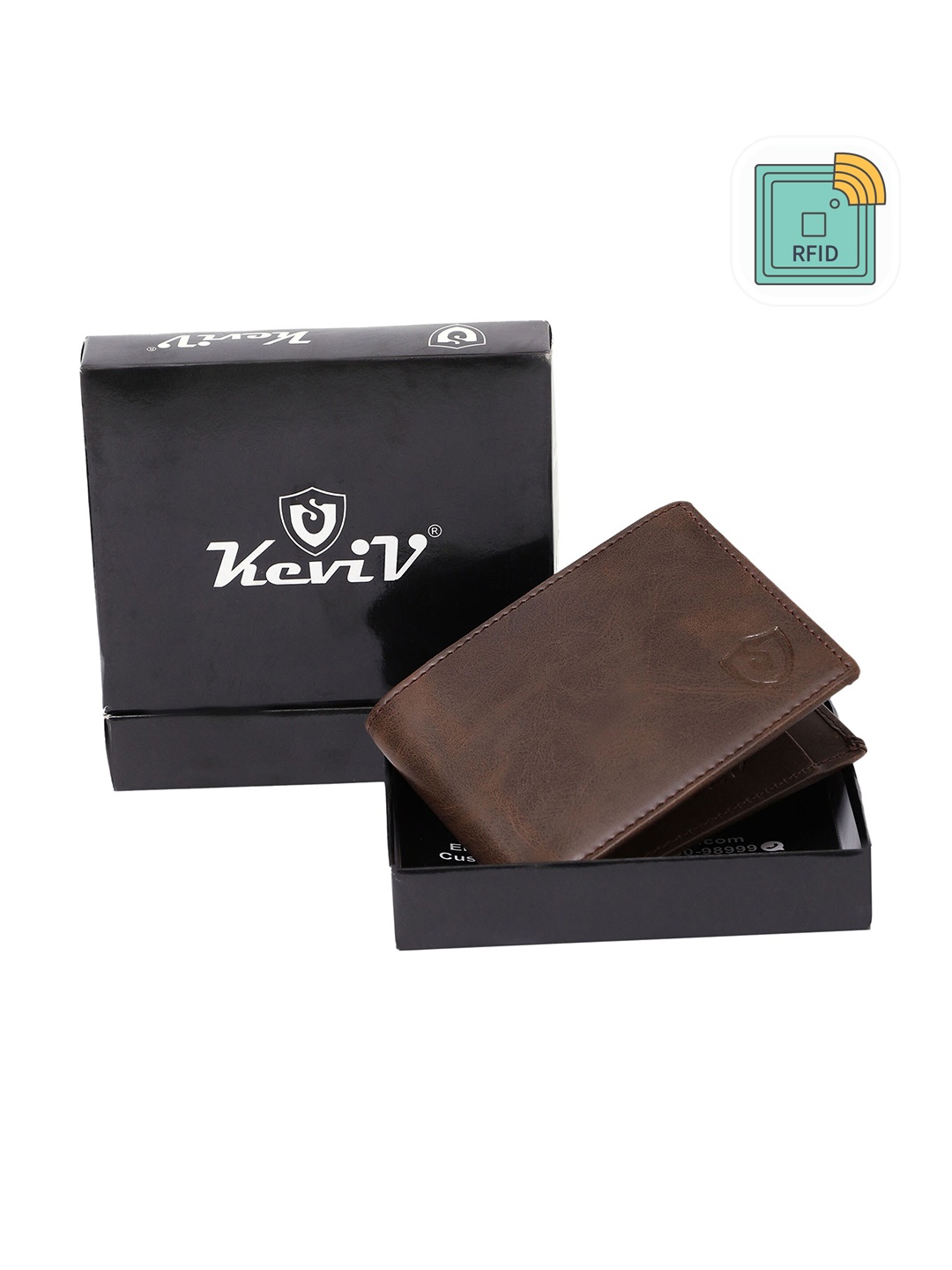 

Keviv Men Leather Two Fold Wallet, Coffee brown