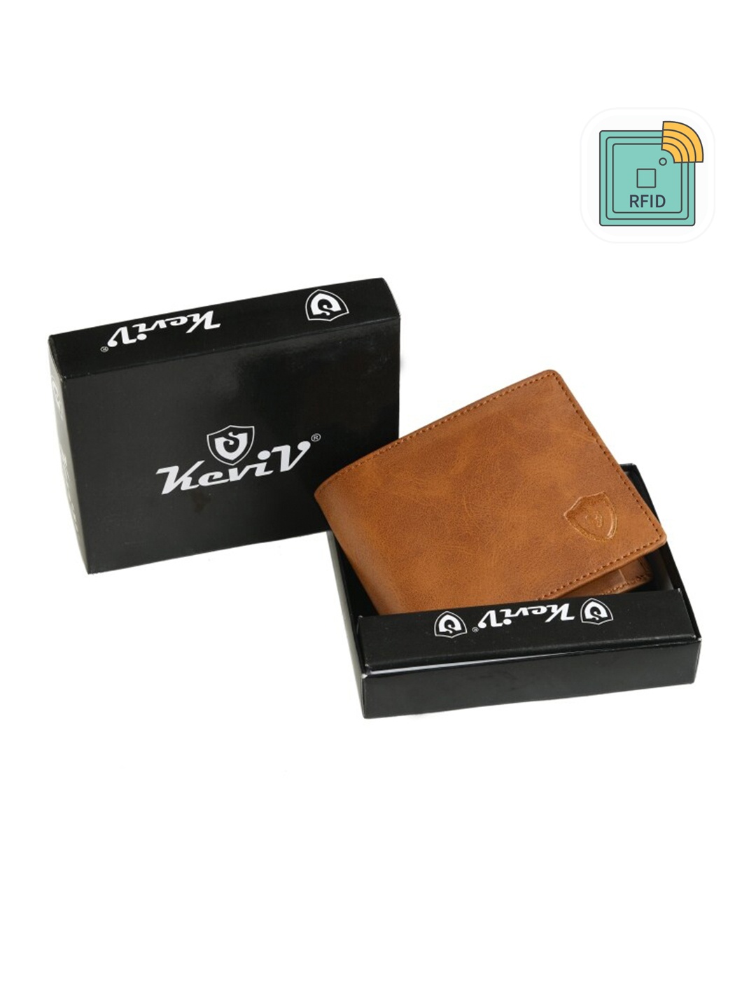 

Keviv Men Leather Two Fold Wallet, Tan