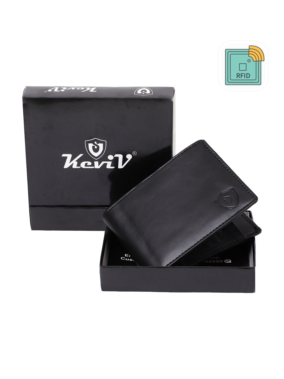 

Keviv Men Leather Two Fold Wallet, Black