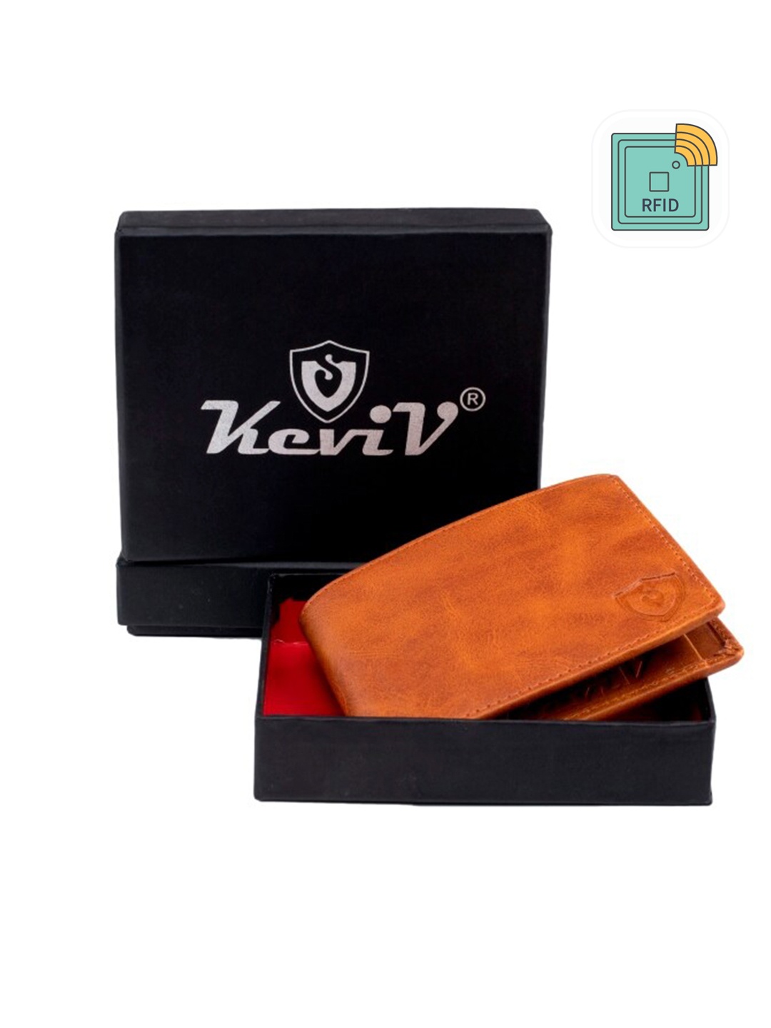 

Keviv Men Leather Two Fold Wallet, Tan