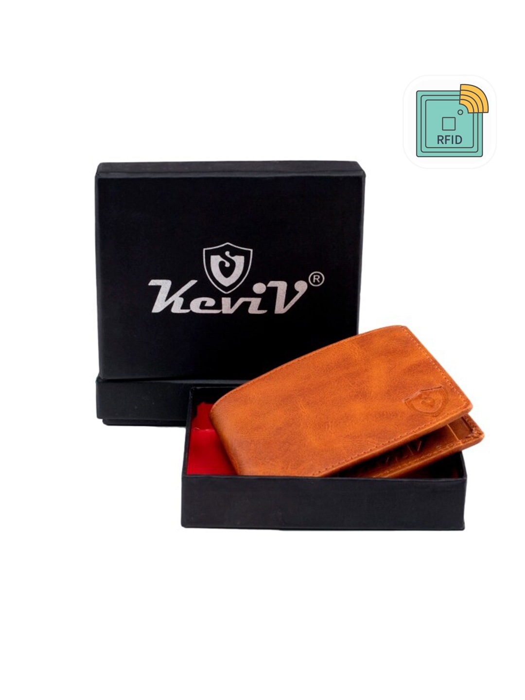 

Keviv Men Leather Two Fold Wallet, Tan