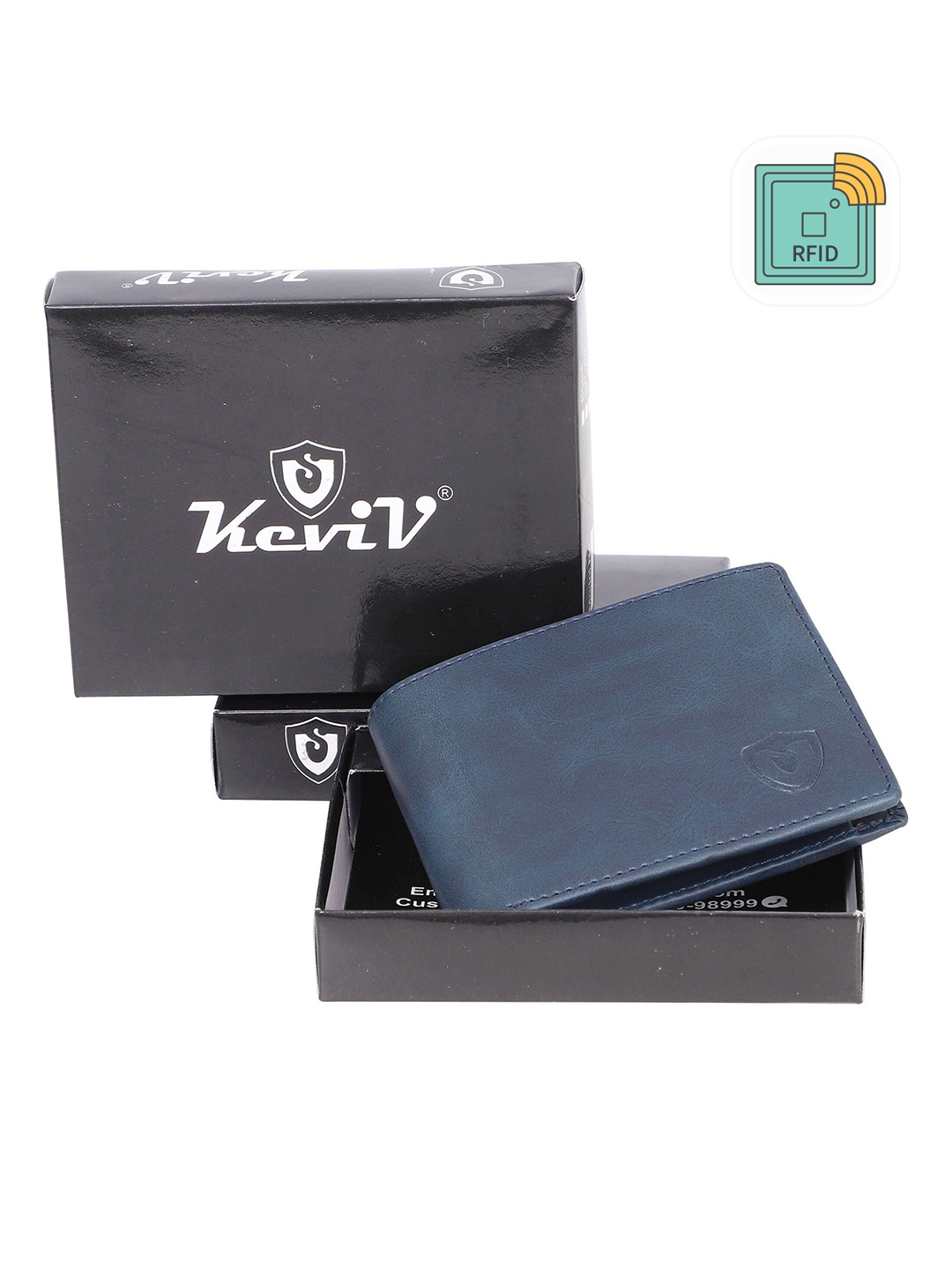 

Keviv Men Leather Two Fold Wallet, Blue