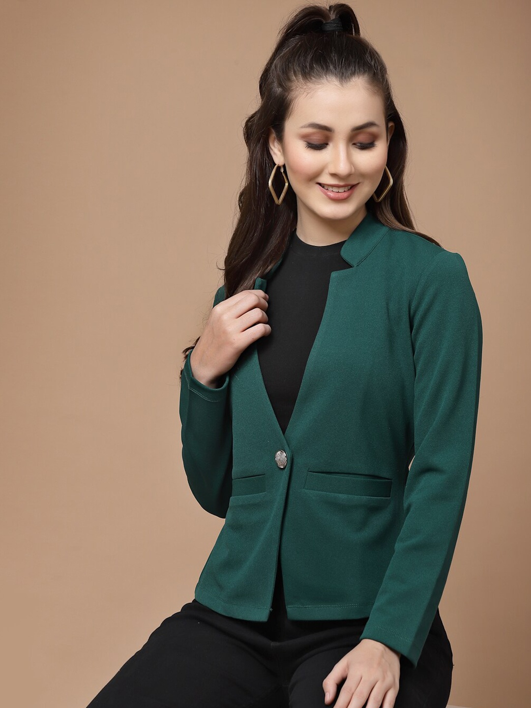 

URBANGRACE BY KASSUALLY Women Single-Breasted Blazer, Green