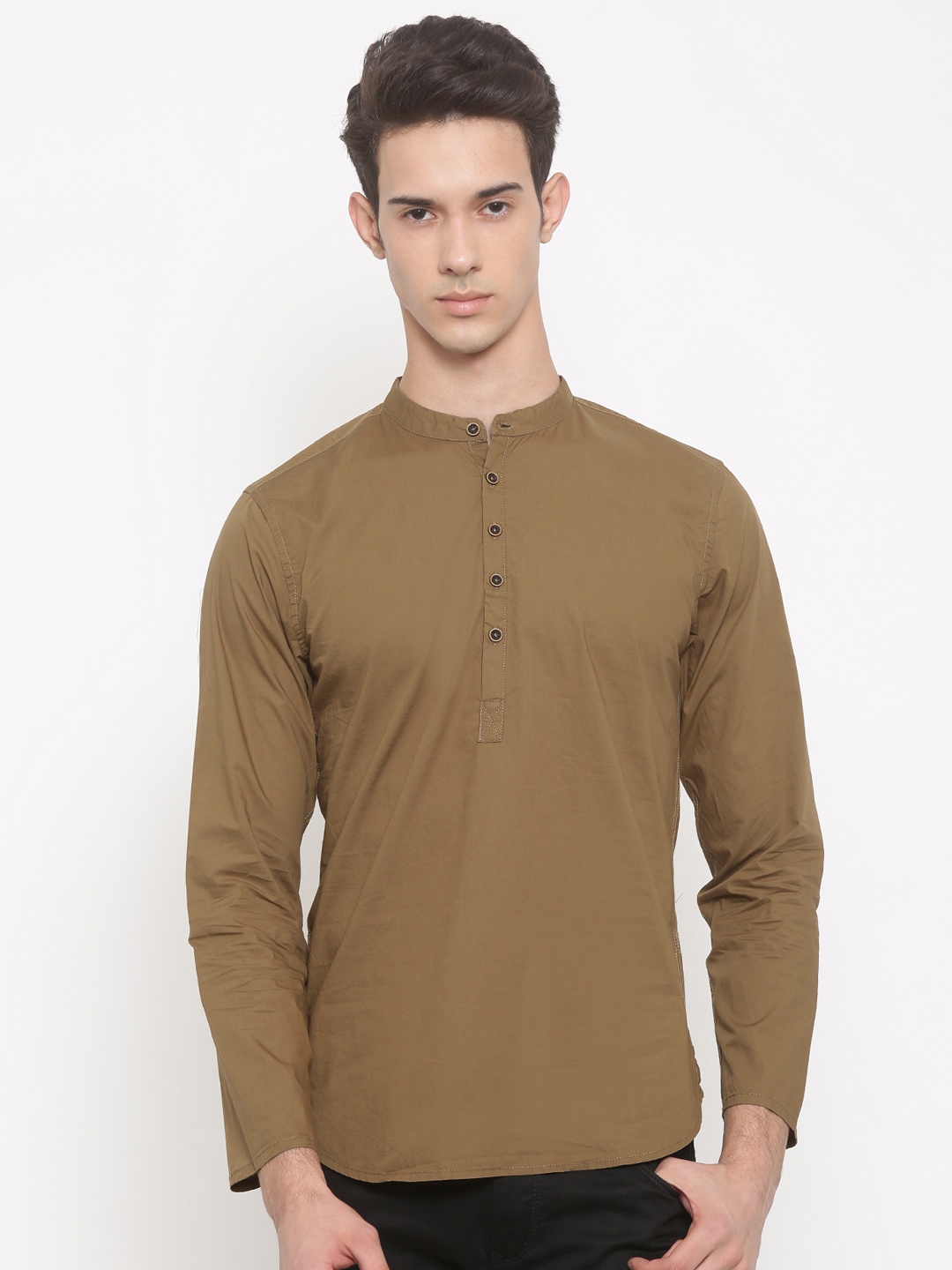 

Freehand Men Khaki Slim Fit Solid Straight Kurta