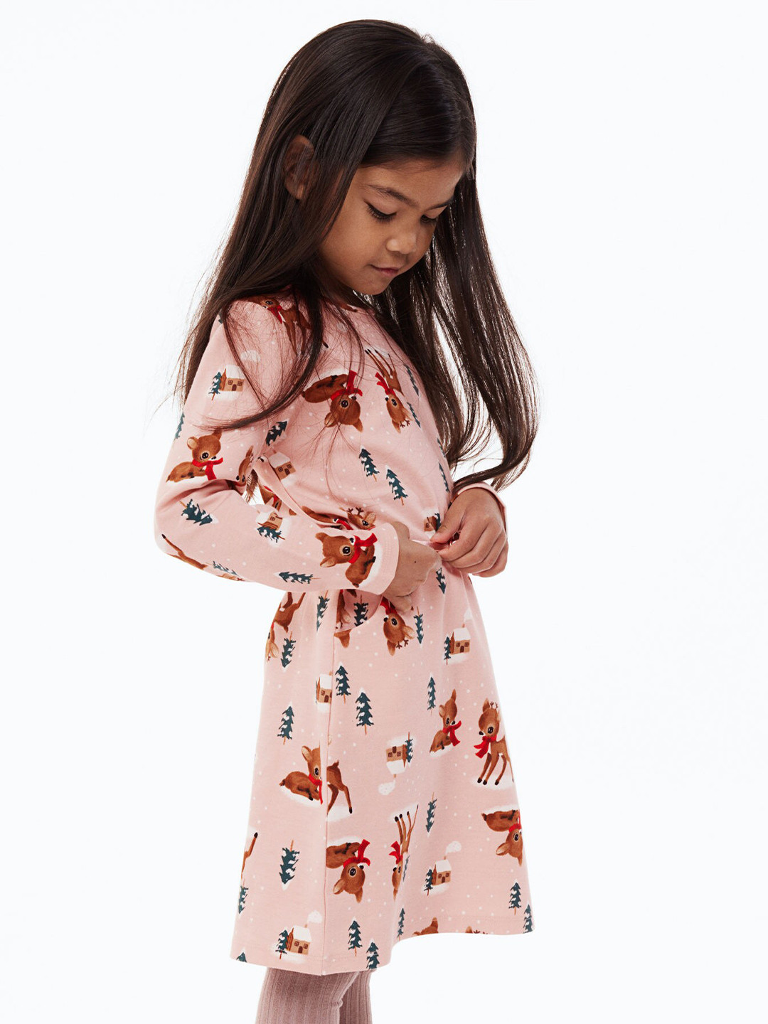 

H&M Girls Belted Jersey Dress, Pink