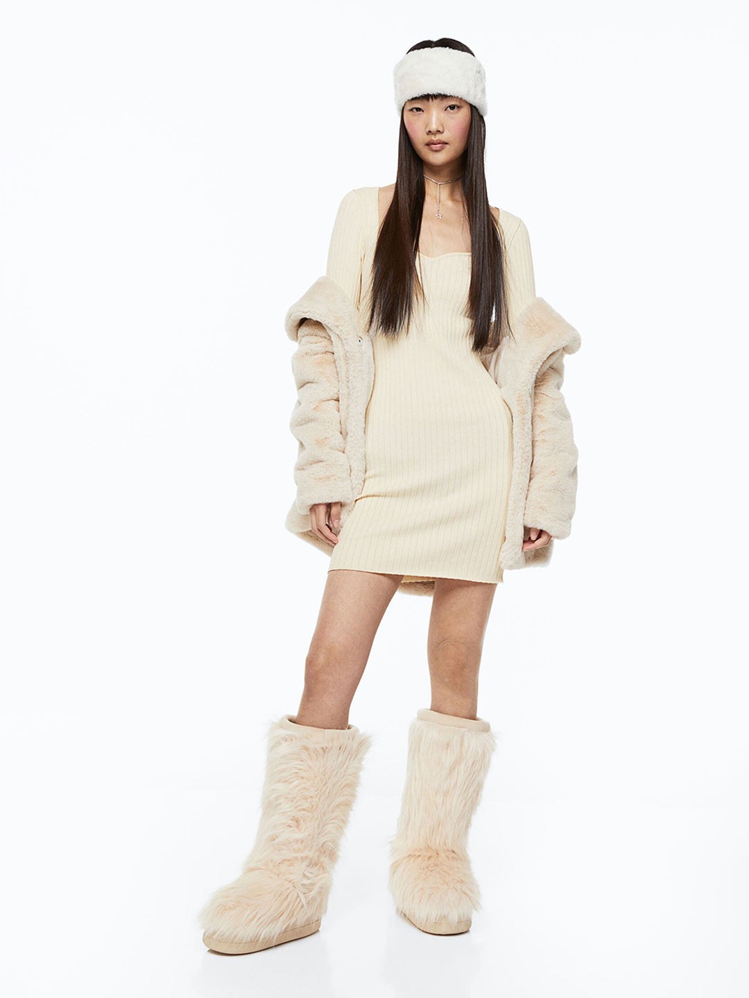

H&M Rib-Knit Bodycon Dress, White