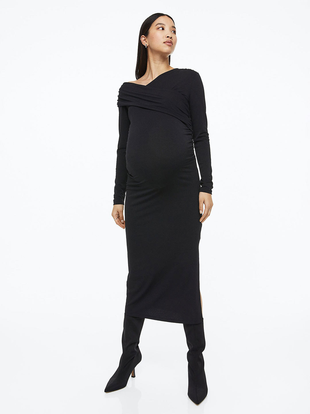 

H&M MAMA Wrapover Jersey Dress, Black