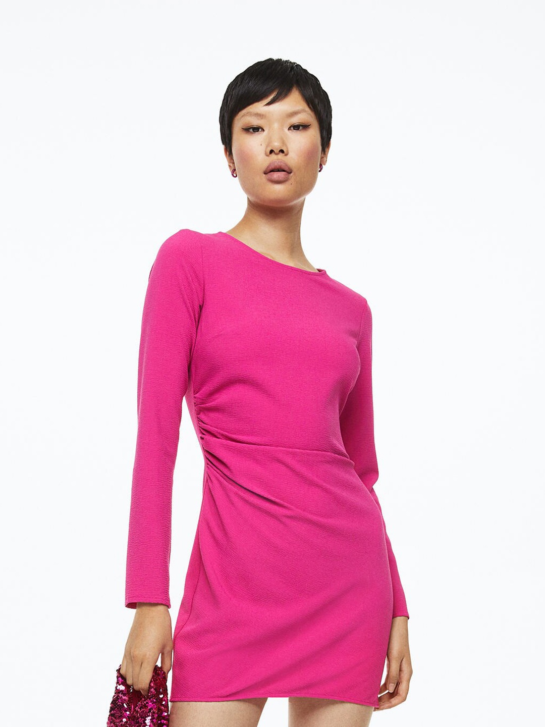 

H&M Gathered Crpe Dress, Pink