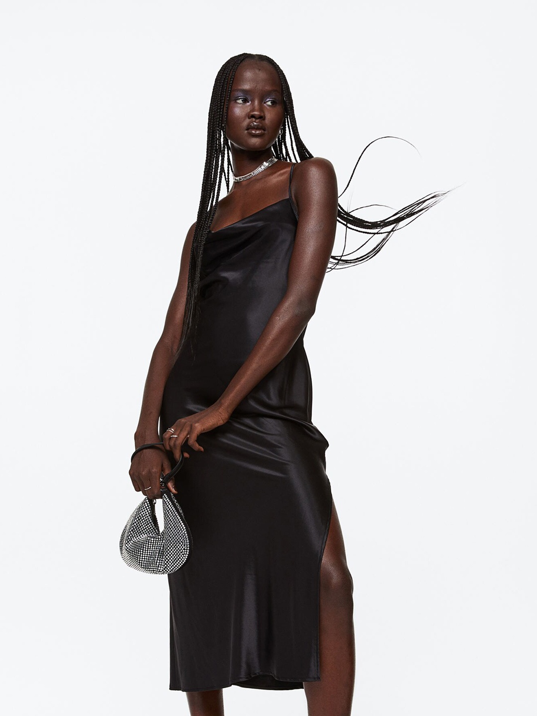 

H&M Satin Slip Dress, Black