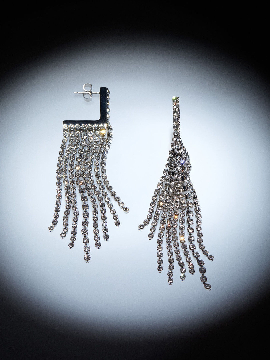 

H&M Women Long Rhinestone Earrings, Silver