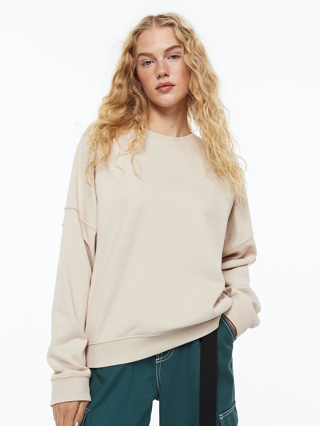 

H&M Women Sweatshirt, Beige