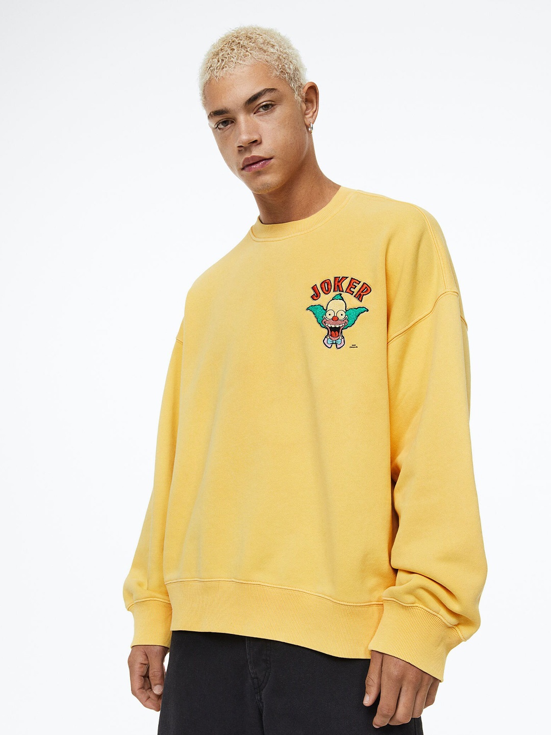 

H&M Men Oversized Fit Cotton Sweatshirt, Yellow