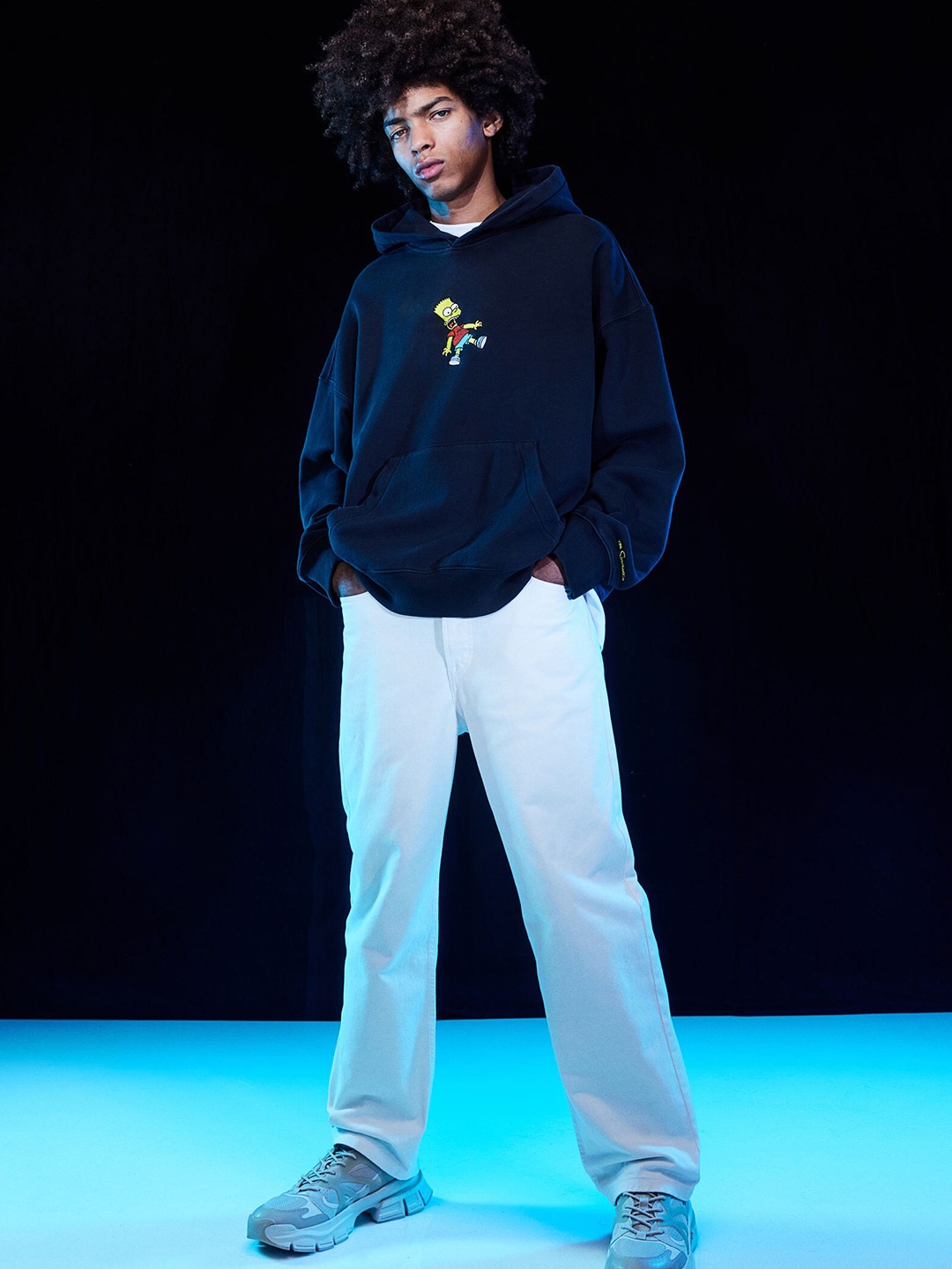

H&M Men Oversized Fit Cotton Hoodie, Black