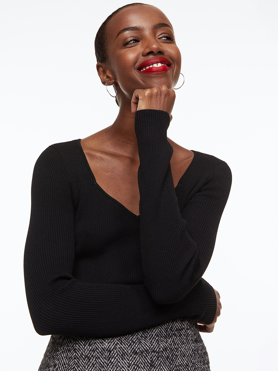

H&M Women Rib-Knit Jumper, Black