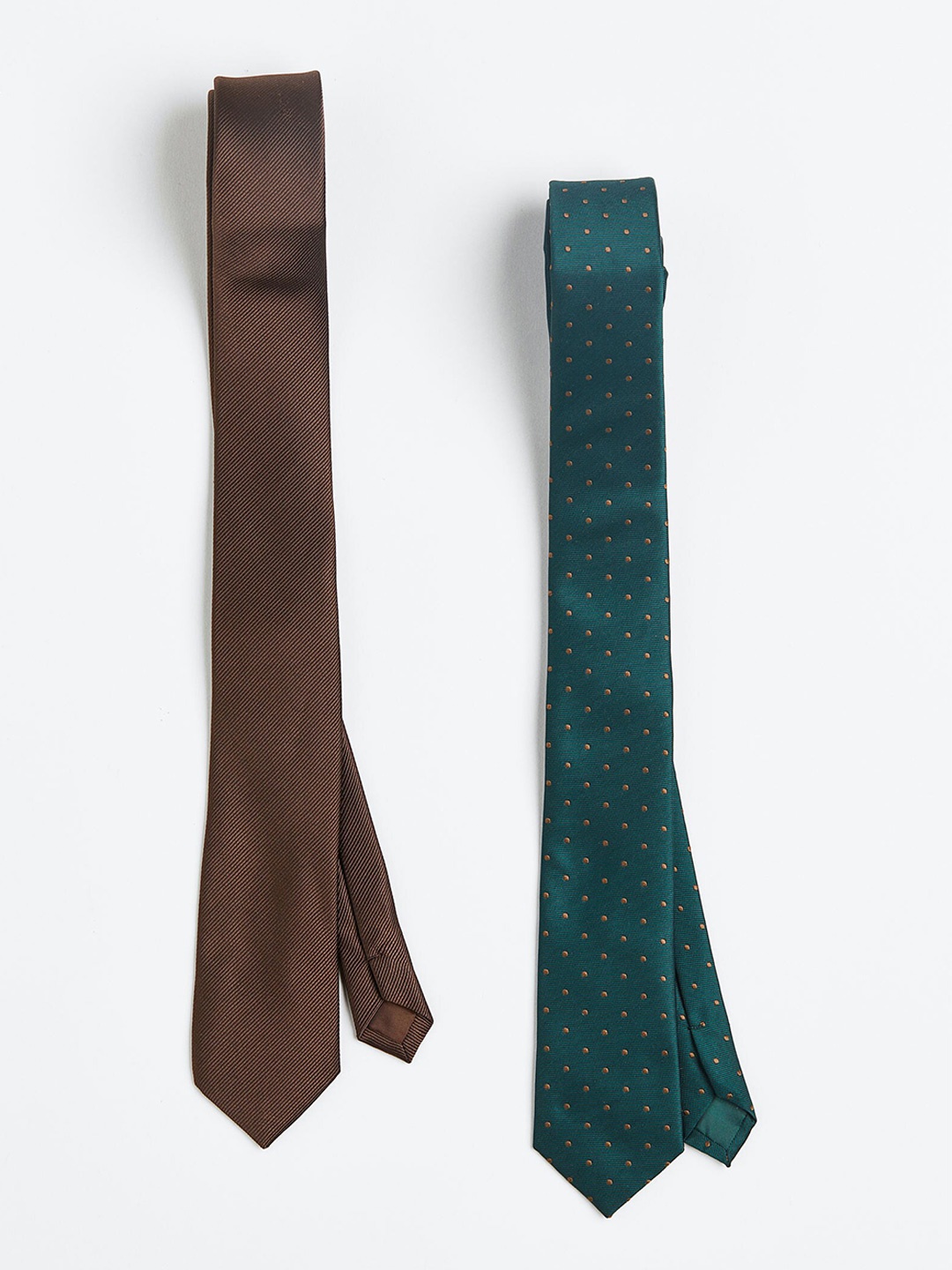 

H&M Men 2-Pack Satin Ties, Brown