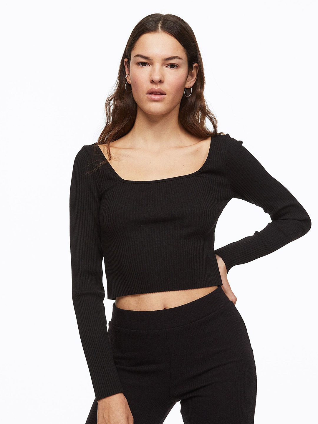 

H&M Ribbed Top, Black