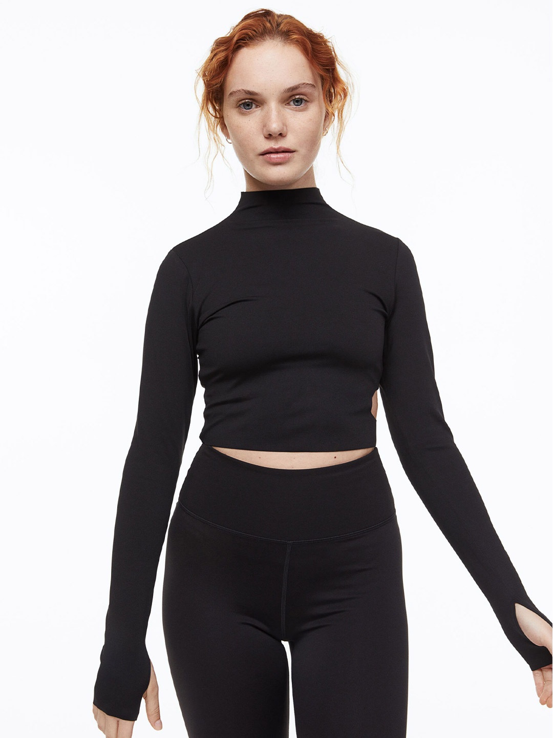 

H&M Cropped Sports Top, Black