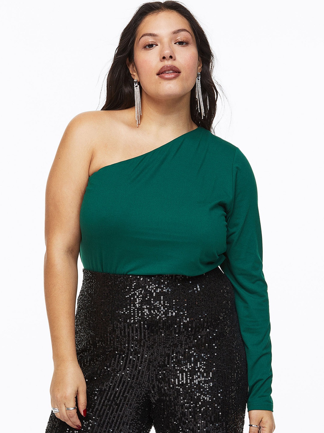 

H&M+ One-shoulder top, Green